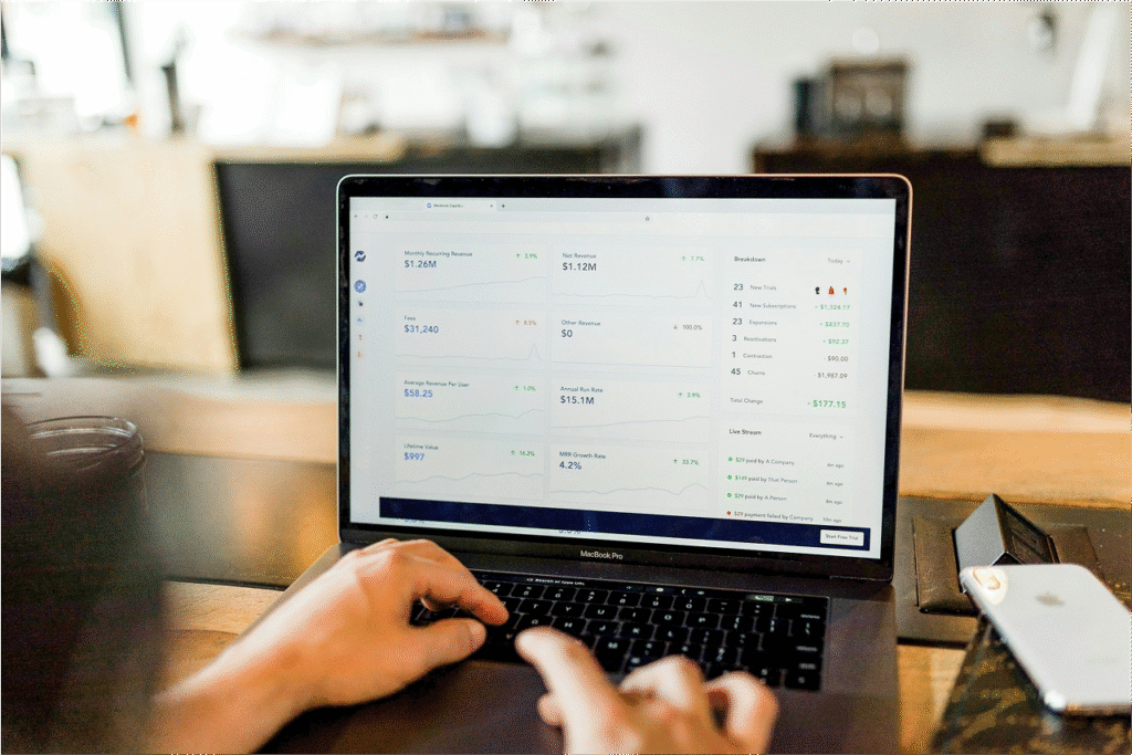 Tracking bank accounts on laptop