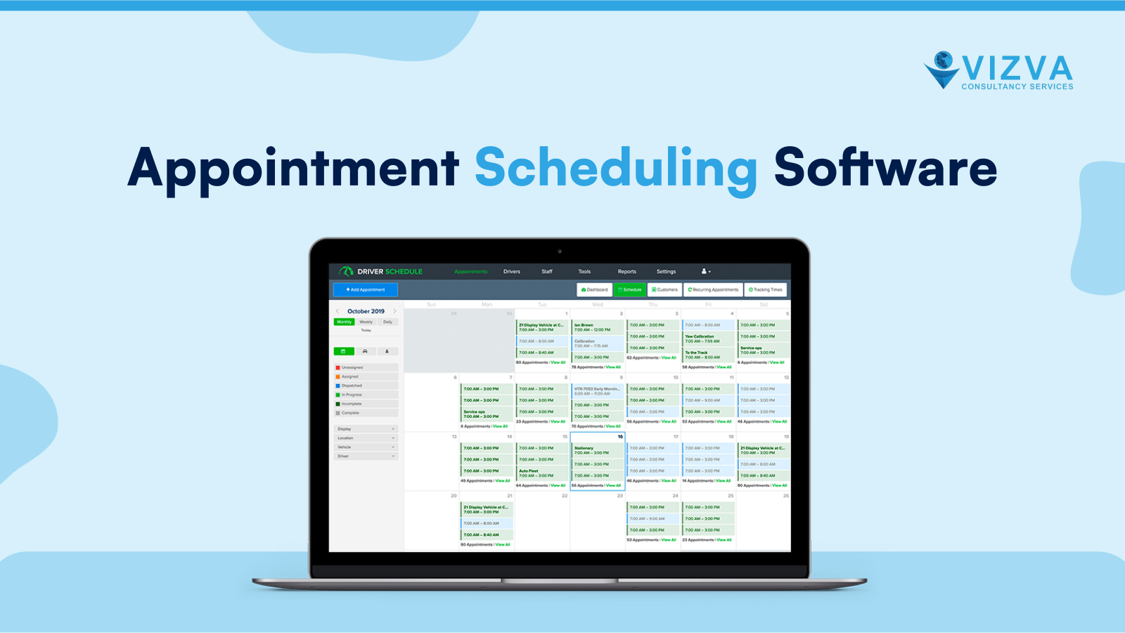Appointment scheduling software dashboard